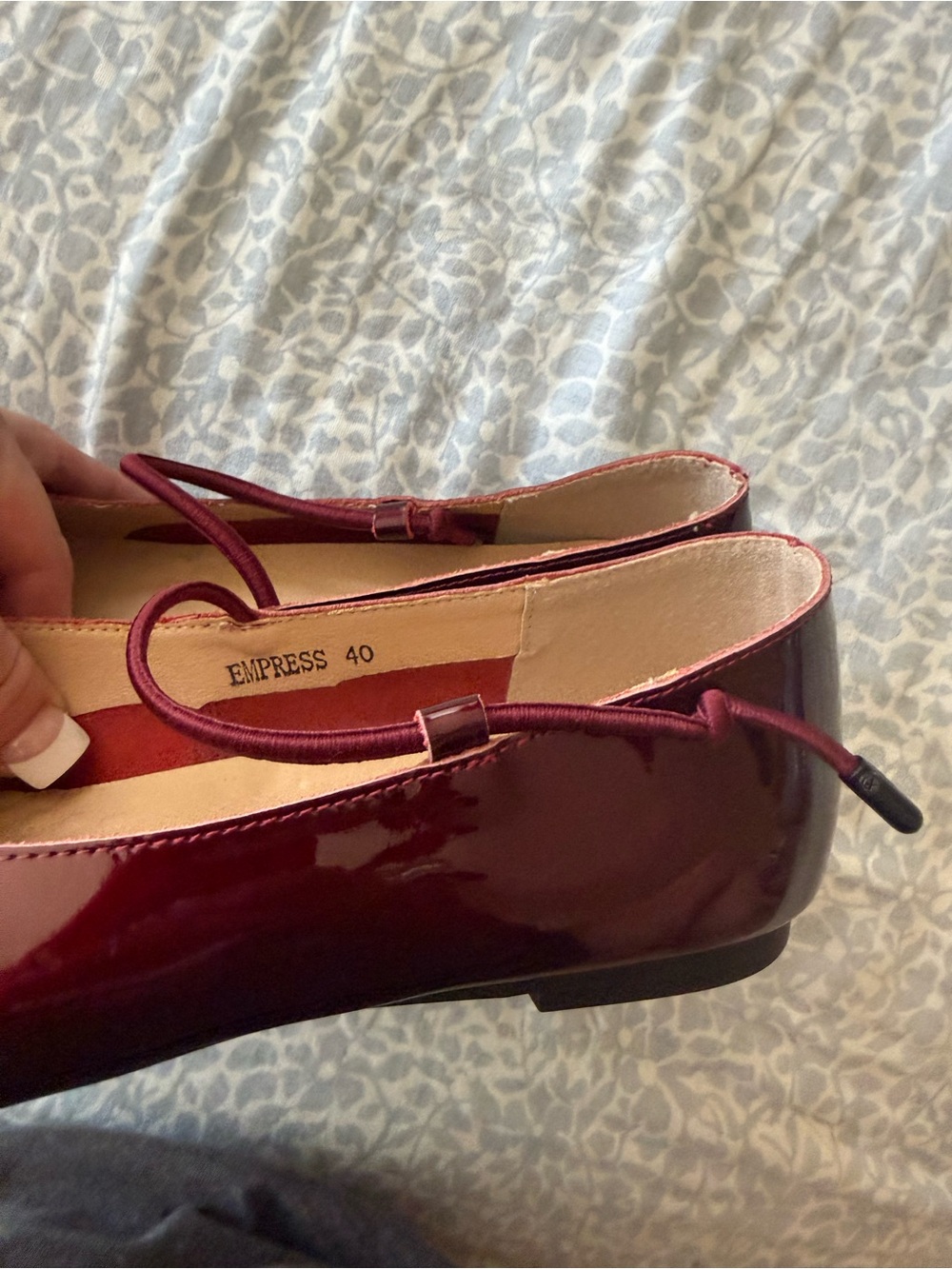 Women's Burgundy Patent Mary Jane Loafers - Picture 3 of 5